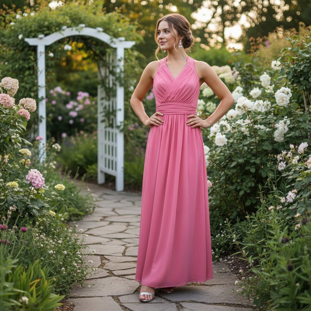 Womens V Neck Sleeveless Empire Waist Maxi Dress